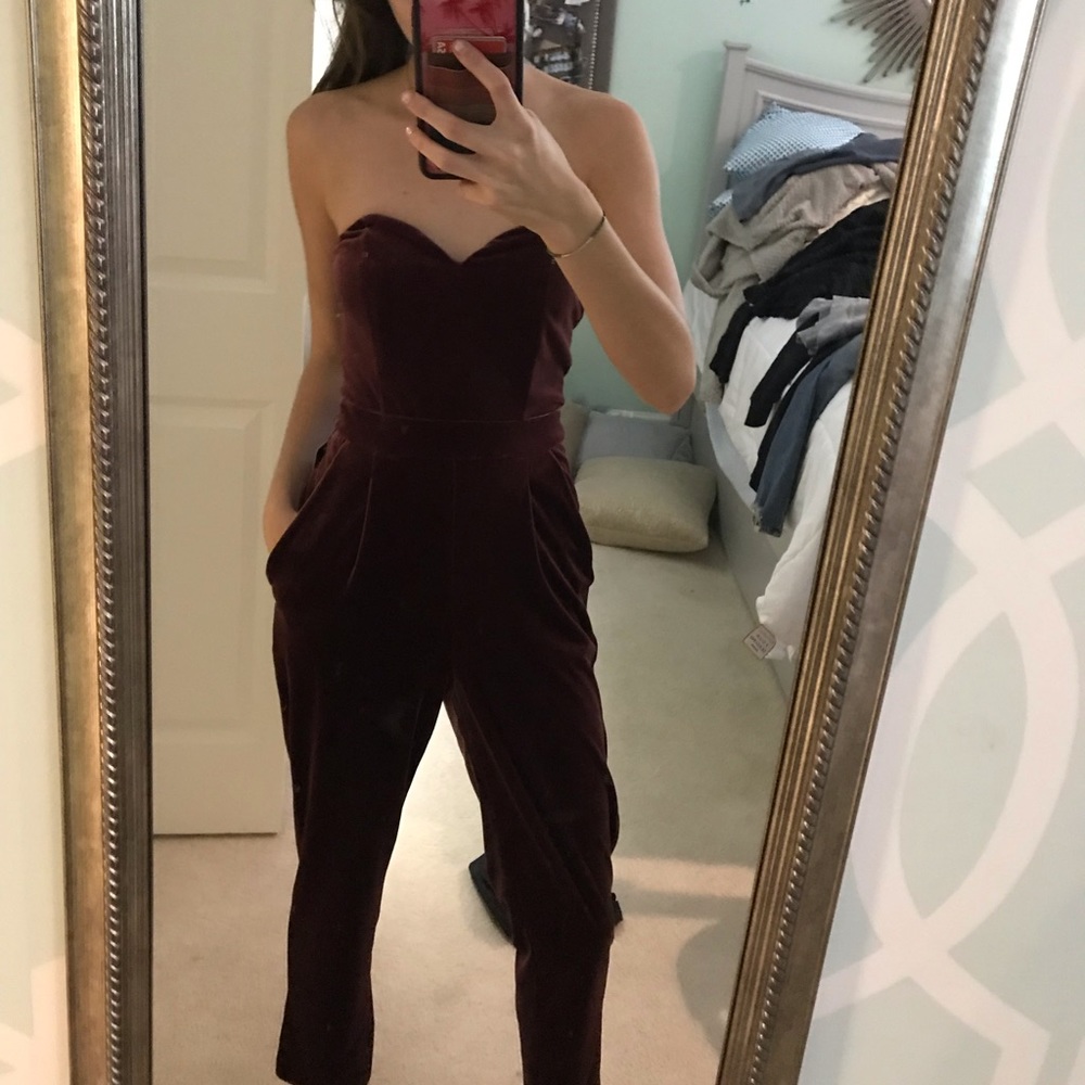 Express Red Velvet Dress Jumpsuit